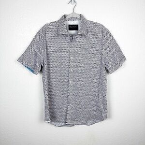 Robert Graham Landen Tailored Fit Shirt Blue Pink Rose Print Cotton Size 2XL